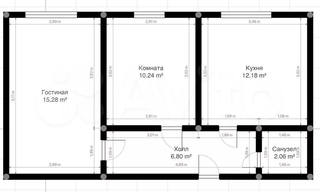 2-к. квартира, 65 м, 3/5 эт. - Фото 0