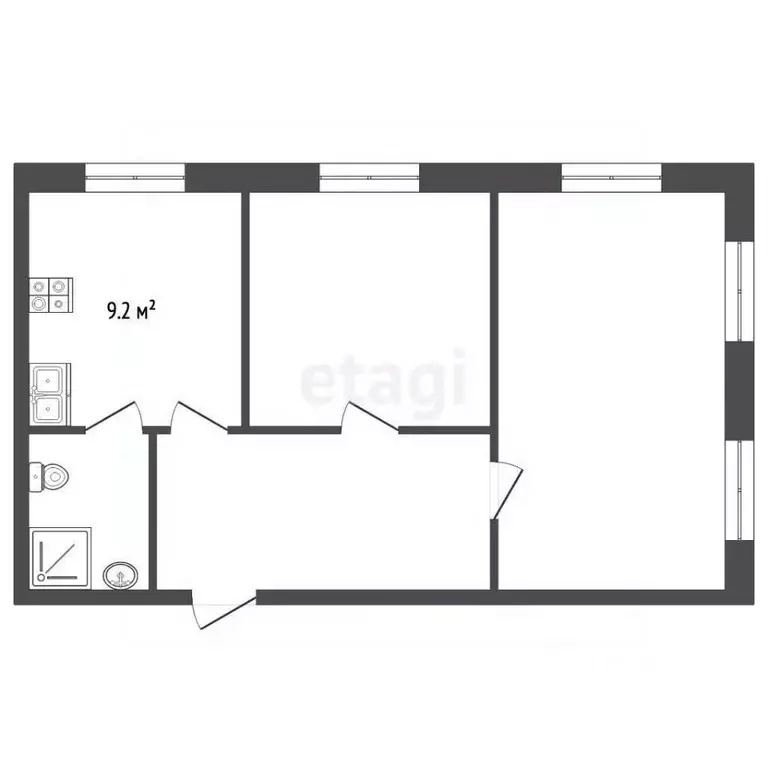 2-к кв. Калужская область, Малоярославец Калужская ул., 32 (34.9 м) - Фото 2