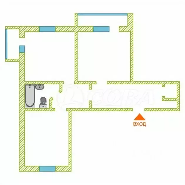 2-к кв. Тюменская область, Тюмень Минская ул., 67к1 (80.7 м) - Фото 1