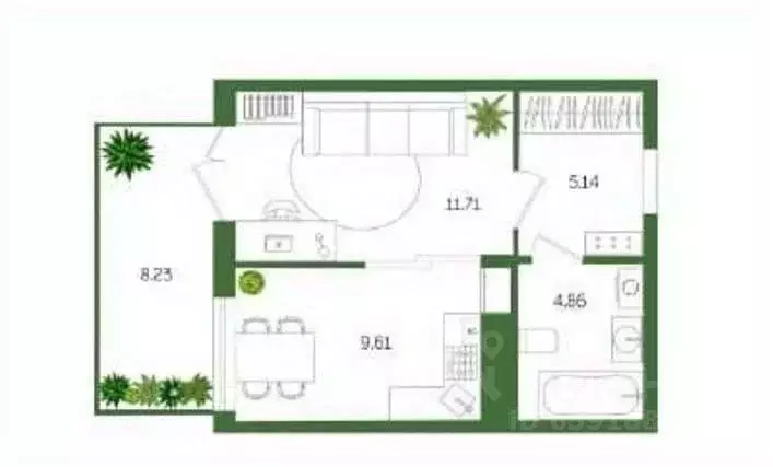 Студия Тульская область, Тула ул. Богородицкая, 8Г (39.0 м) - Фото 2