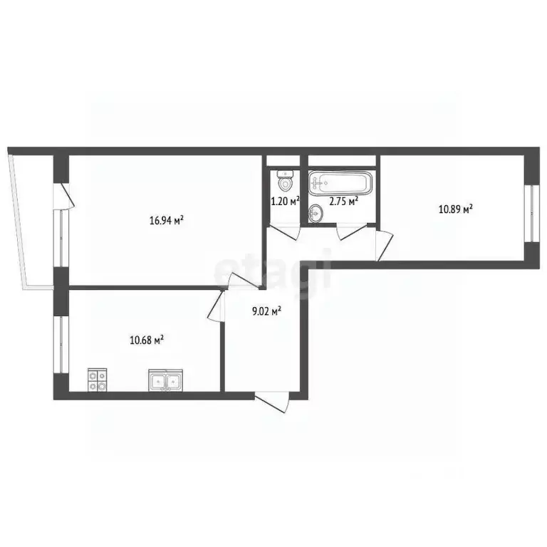 2-к кв. Ханты-Мансийский АО, Сургут ул. Григория Кукуевицкого, 10/1 ... - Фото 1