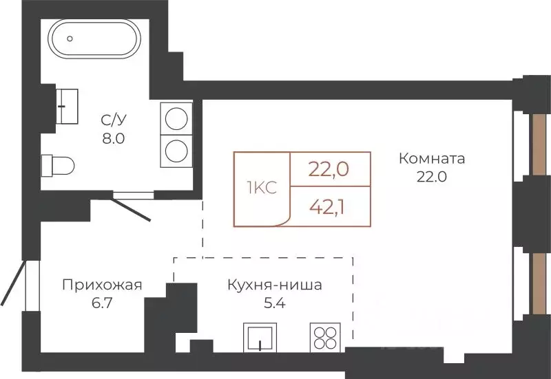 1-к кв. Алтайский край, Барнаул пл. Баварина, 8к1 (42.1 м) - Фото 0