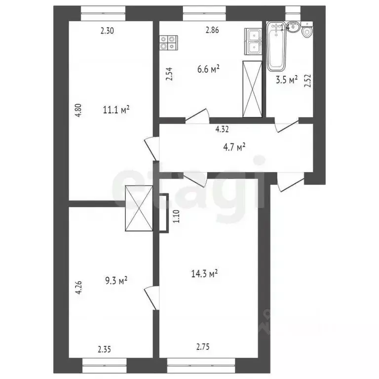 3-к кв. Нижегородская область, Выкса Клубная ул., 13 (49.5 м) - Фото 1