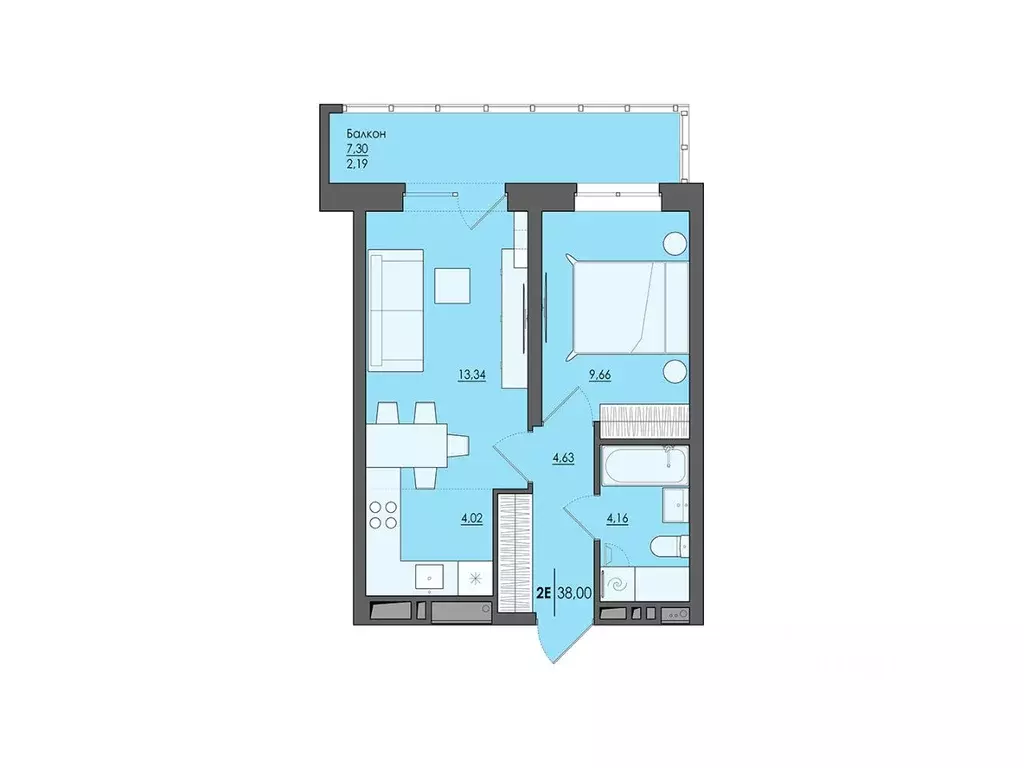 2-к кв. Пермский край, Пермь ул. Сергея Есенина, 9Ак2 (38.0 м) - Фото 1