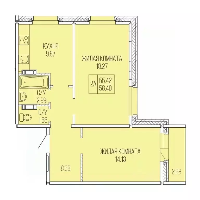 2-к кв. Архангельская область, Архангельск Карпогорская ул., 38 (58.4 ... - Фото 1