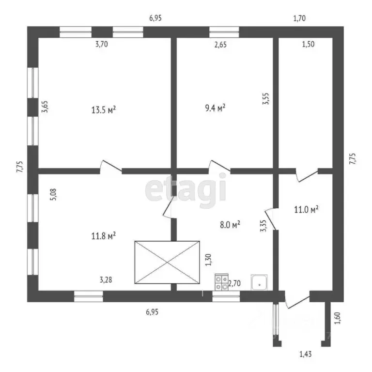 Дом в Тюменская область, Ишим Ишимский пер., 21 (43 м) - Фото 1