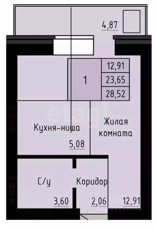 Студия Архангельская область, Архангельск Рейдовая ул., 21к1 (28.52 м) - Фото 1