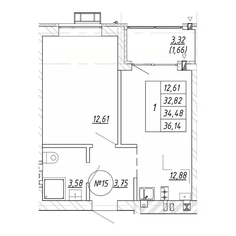 1-к кв. Калининградская область, Зеленоградск  (36.14 м) - Фото 1