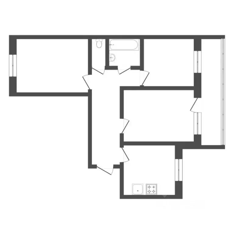 3-к кв. Тюменская область, Тюмень ул. Николая Чаплина, 132 (58.6 м) - Фото 2