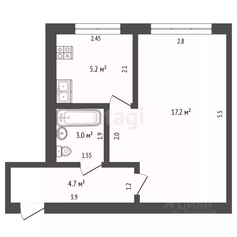 1-к кв. Мордовия, Саранск ул. Попова, 47 (30.1 м) - Фото 2