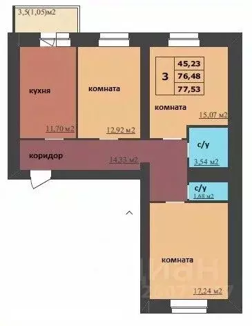 3-к кв. Ярославская область, Ярославль Ленинградский просп., 98/2 ... - Фото 1