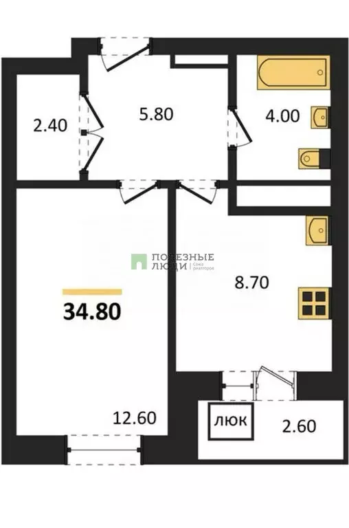 1-комнатная квартира: Ижевск, улица Васнецова, 38 (34.8 м) - Фото 1