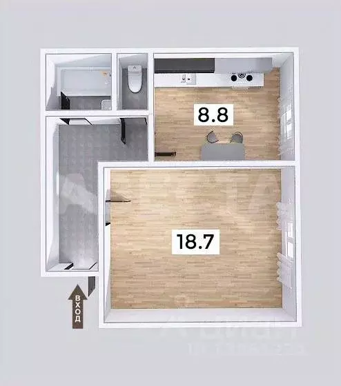 1-к кв. Омская область, Омск ул. Богдана Хмельницкого, 44 (38.0 м) - Фото 2