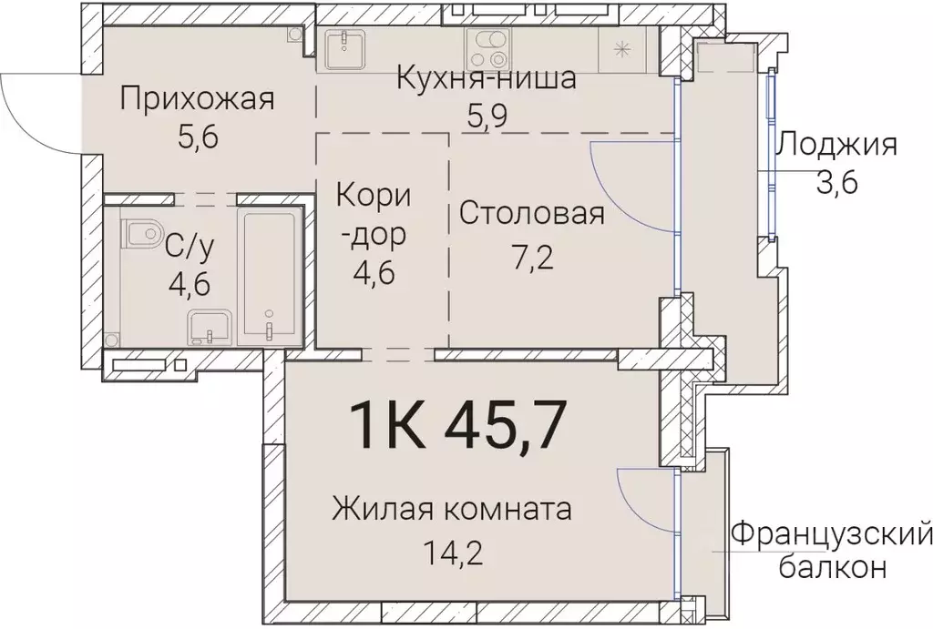 1-к кв. Новосибирская область, Новосибирск Овражная ул., 2А (45.7 м) - Фото 0