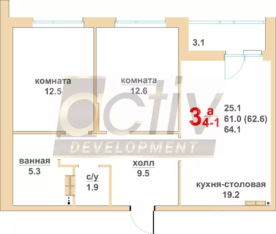 2-к кв. Свердловская область, Березовский Восточная ул. (61.0 м) - Фото 0