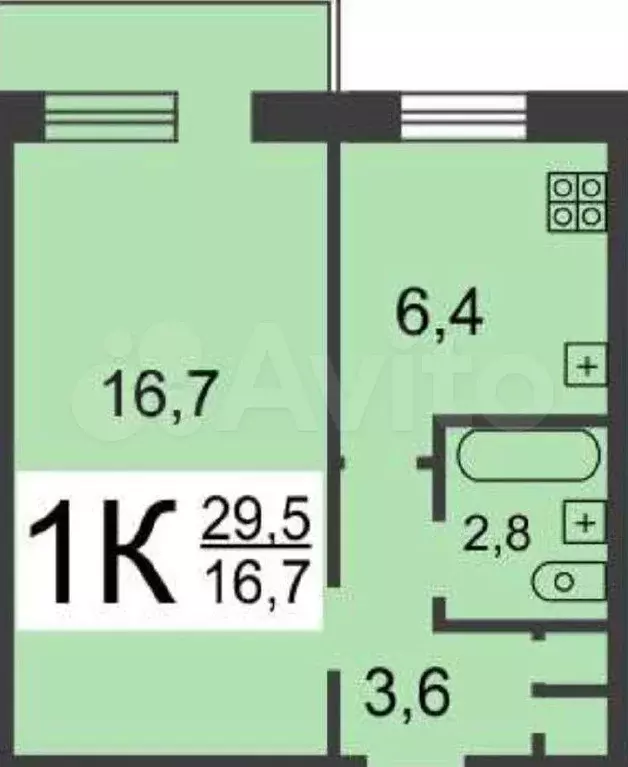 1-к. квартира, 30 м, 5/5 эт. - Фото 0