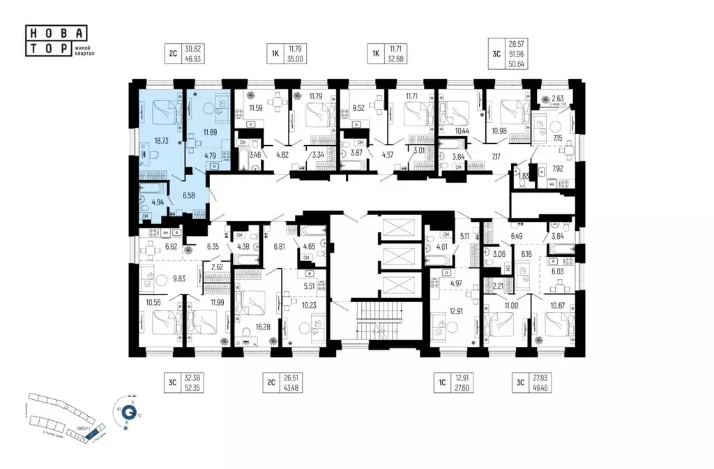 2-к кв. Башкортостан, Уфа Глумилино-1 мкр, Новатор жилой комплекс ... - Фото 2