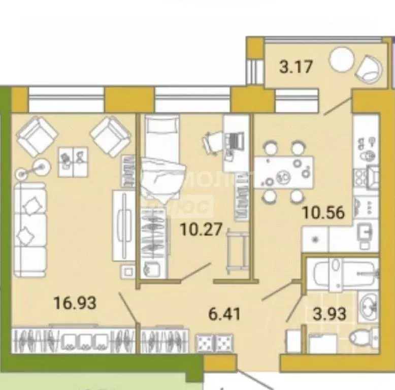 2-к кв. Ульяновская область, Ульяновск просп. Зырина, 13 (49.0 м) - Фото 2