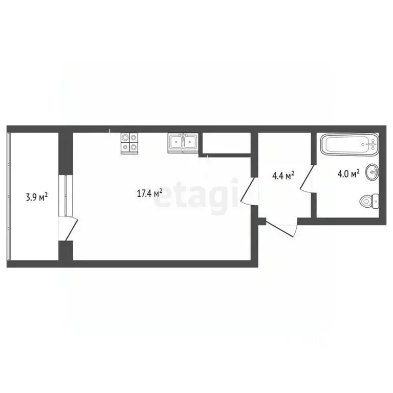 Студия Тюменская область, Тюмень Интернациональная ул., 197Г (29.7 м) - Фото 2
