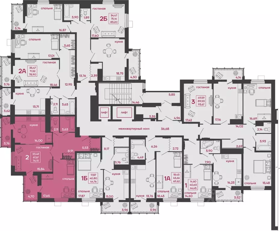 2-к кв. Пензенская область, Пенза ул. Богданова, 34 (76.13 м) - Фото 2