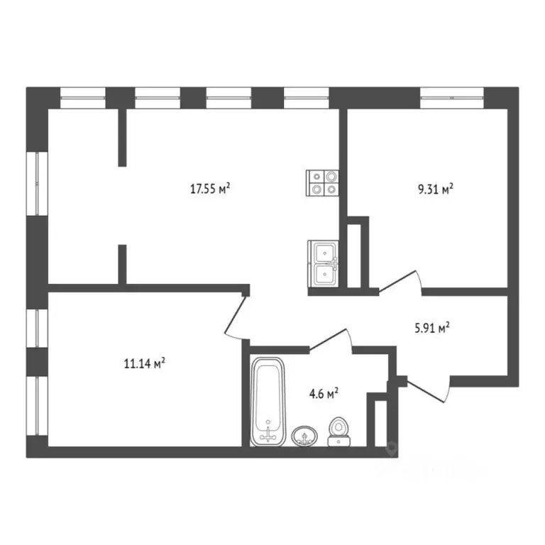 2-к кв. Тюменская область, Тюмень ул. Первооткрывателей, 14 (49.0 м) - Фото 2