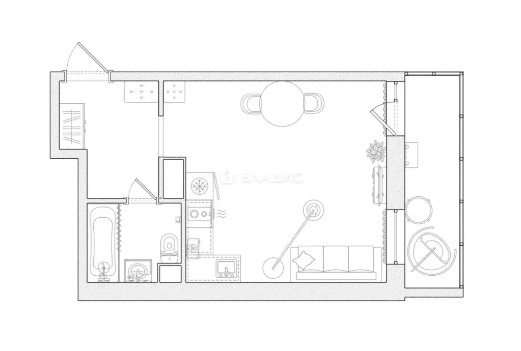 Студия Москва пос. Коммунарка, ул. Фитаревская, 6 (34.3 м) - Фото 2