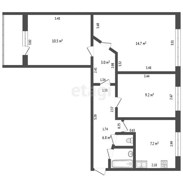 3-комнатная квартира: Ижевск, улица Холмогорова, 14 (54.1 м) - Фото 1