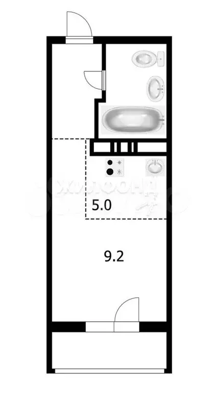 Квартира-студия, 19,3 м, 9/17 эт. - Фото 0