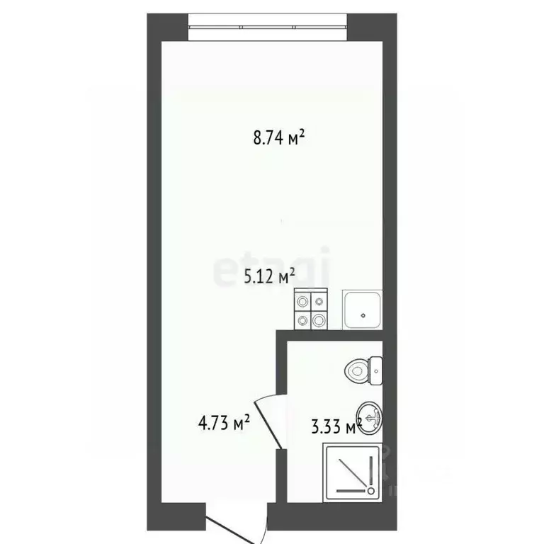 Студия Тюменская область, Тюмень ул. Павла Фитина, 3 (21.92 м) - Фото 2