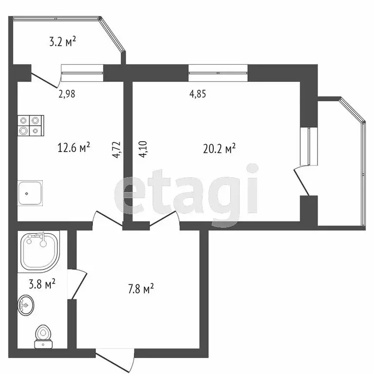 1-комнатная квартира: Тюмень, Солнечный проезд, 25 (45 м) - Фото 1