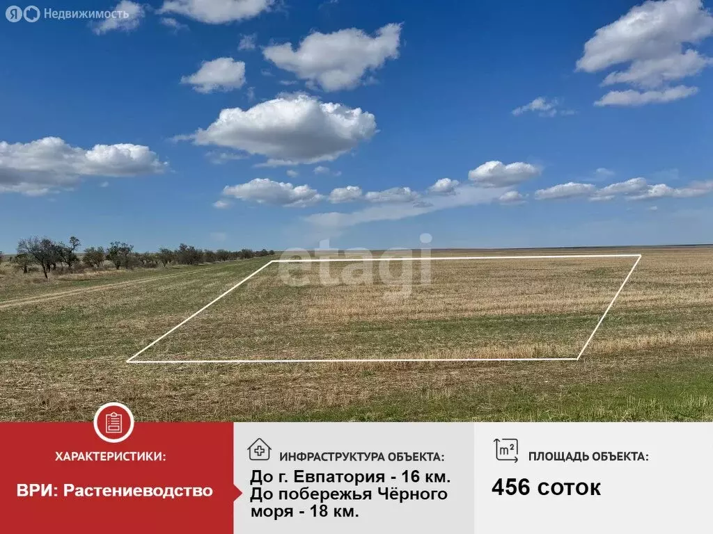 Участок в Сакский район, село Ромашкино (456.4 м) - Фото 1