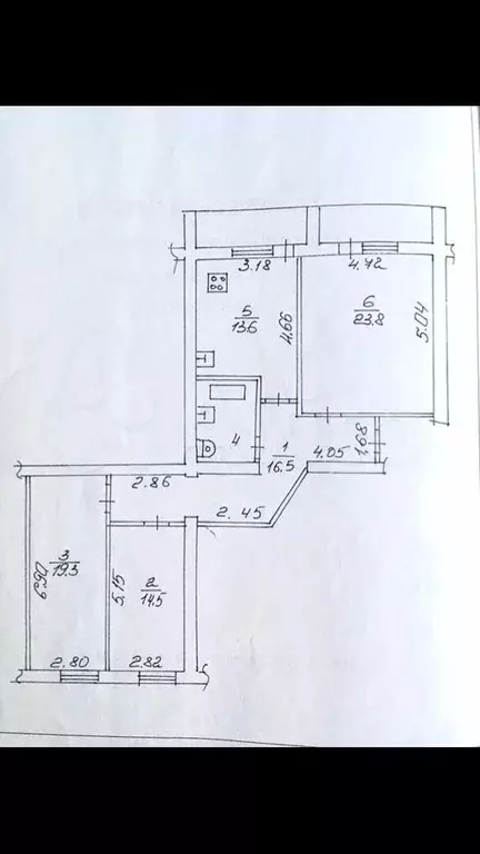 3-к. квартира, 96,7 м, 6/6 эт. - Фото 0