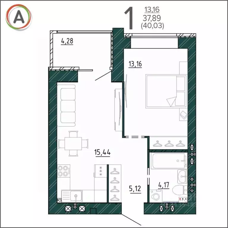 2-к кв. Брянская область, Брянск ул. Ульянова, 24 (55.84 м) - Фото 1