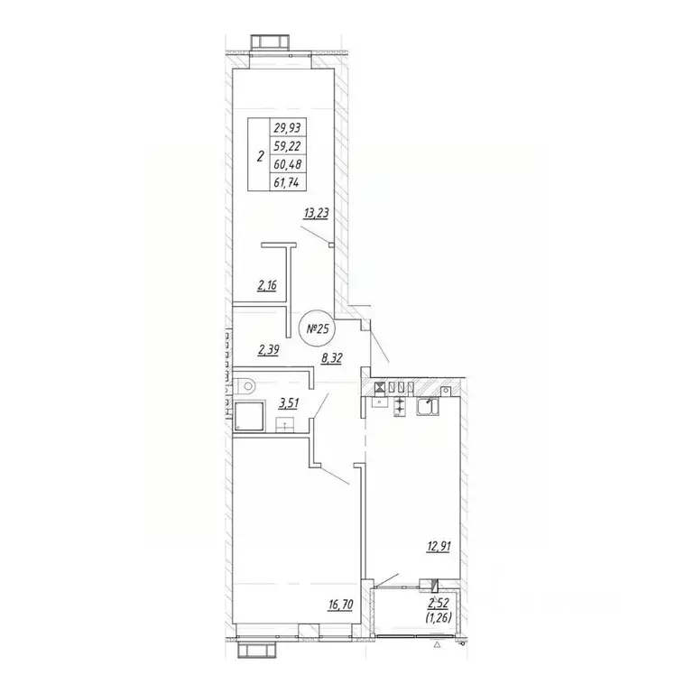 2-к кв. Калининградская область, Зеленоградск  (61.74 м) - Фото 1