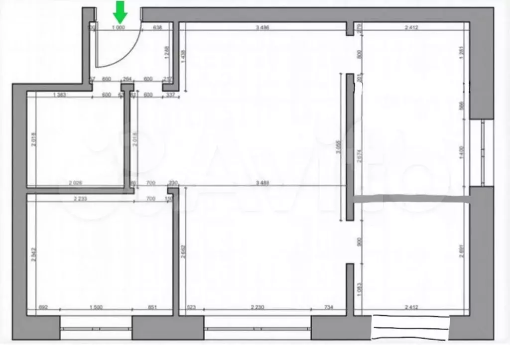 3-к. квартира, 42 м, 2/5 эт. - Фото 0