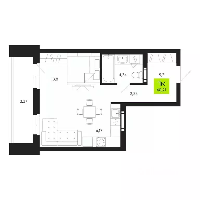 1-к кв. Томская область, Томск Уютный жилой квартал, ул. Маяковского, ... - Фото 1