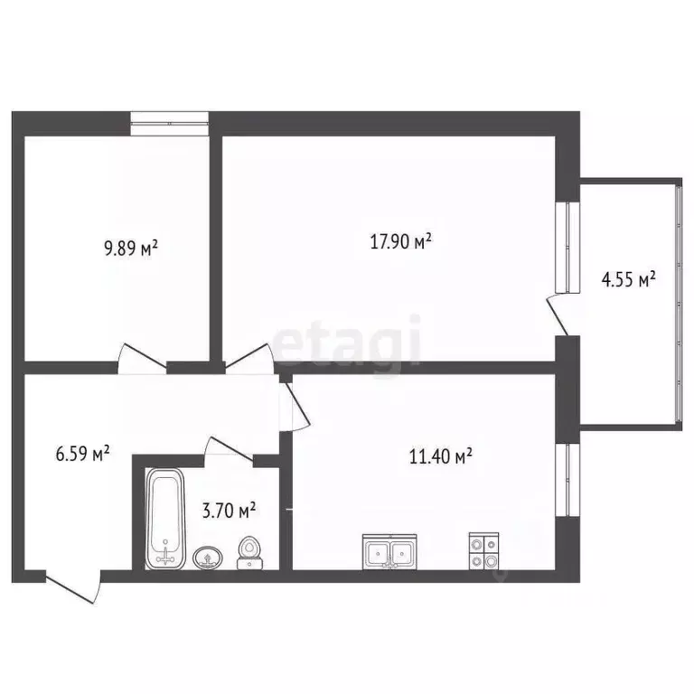 2-к кв. Ростовская область, Аксай ул. Фрунзе, 1/10 (52.0 м) - Фото 1