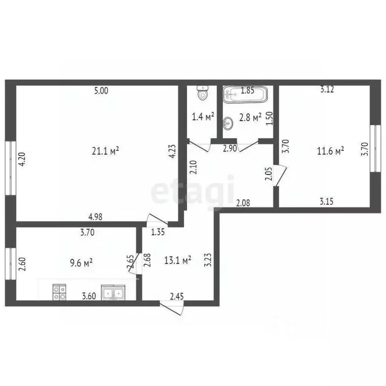 2-к кв. Самарская область, Кинель ул. 27-го Партсъезда, 2 (59.6 м) - Фото 1
