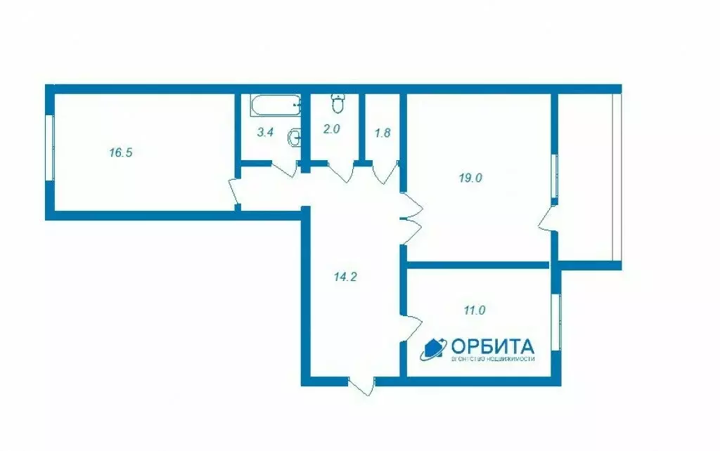 2-комнатная квартира: Тюмень, Широтная улица, 187к2 (67.9 м) - Фото 1