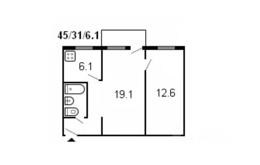 2-к кв. Самарская область, Сызрань ул. Жуковского, 27 (46.2 м) - Фото 1