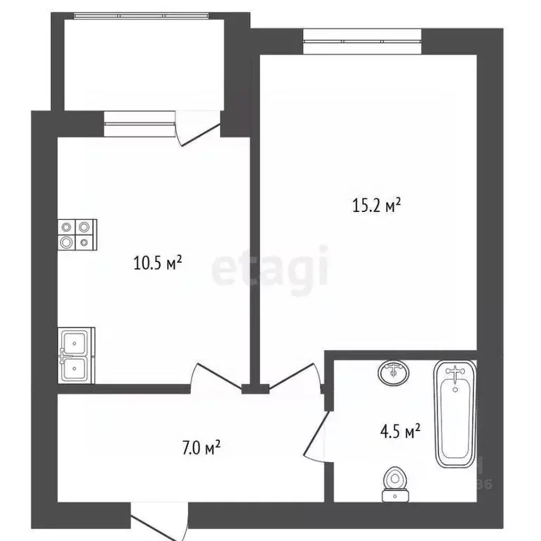1-к кв. Калининградская область, Калининград Суздальская ул., 20к2 ... - Фото 2