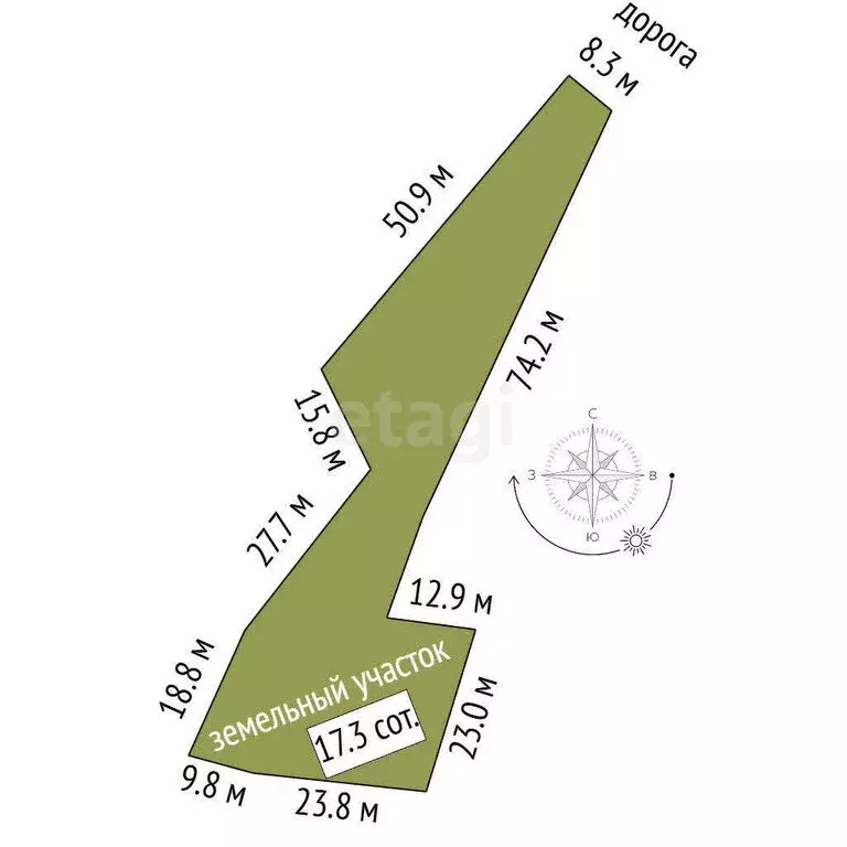 Участок в Перевальное, Нижняя улица (17.29 м) - Фото 1