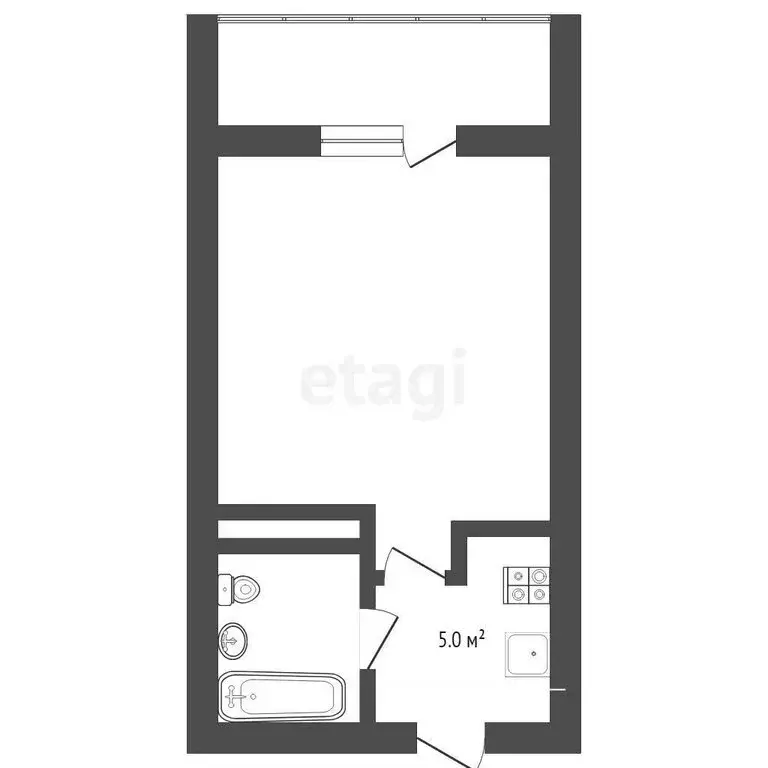 Квартира-студия: Тюмень, Олимпийская улица, 20 (21 м) - Фото 1