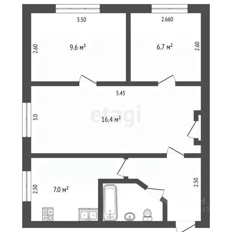 3-к кв. Крым, Бахчисарайский район, с. Вилино ул. Кирова, 1 (44.7 м) - Фото 2
