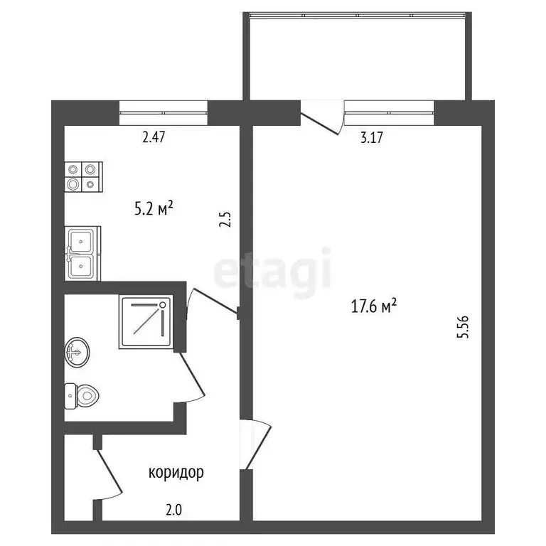 1-комнатная квартира: Елизово, Тимирязевский переулок, 6 (30.9 м) - Фото 1
