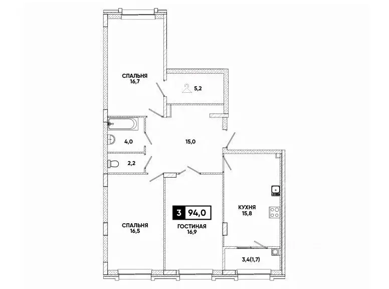 3-к кв. Ставропольский край, Кисловодск ул. Катыхина, 185с1 (94.0 м) - Фото 1
