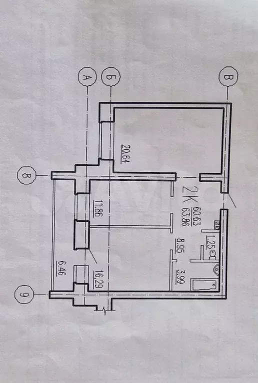 2-к. квартира, 63,9 м, 9/9 эт. - Фото 0