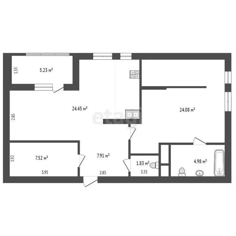 1-комнатная квартира: Тюмень, улица Пожарных и Спасателей, 5 (71 м) - Фото 0