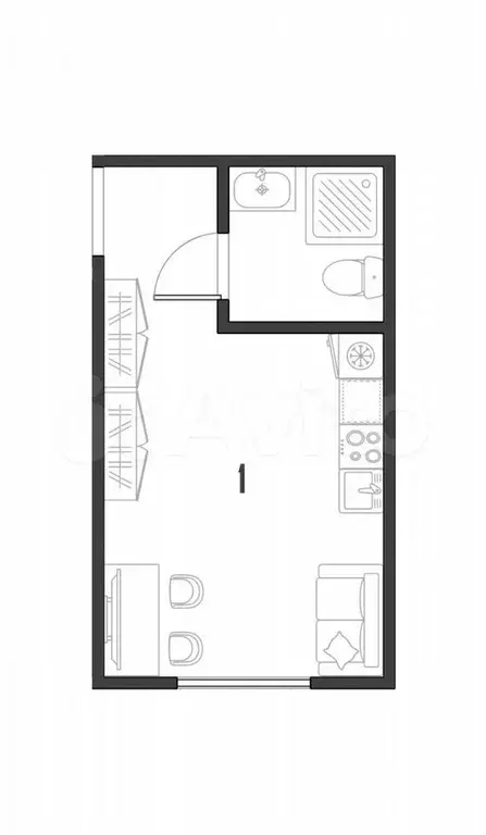 Квартира-студия, 19,6 м, 2/12 эт. - Фото 0