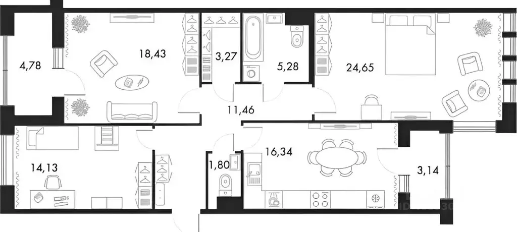 3-к кв. Санкт-Петербург Петровский просп., 22к2 (98.0 м) - Фото 2